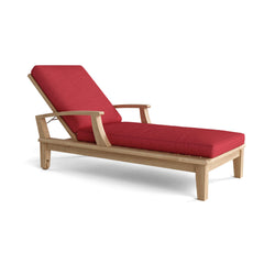 Anderson Teak Brianna Sun Lounger, a stylish outdoor sunbed with a teak frame and comfortable cushions for relaxing outdoors.