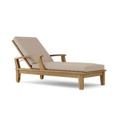 Anderson Teak Brianna Sun Lounger, outdoor teak sunbed with cushioned seat and adjustable backrest for relaxing outdoor seating.