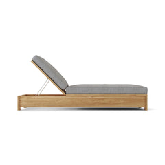 Anderson Teak Madera Sun Lounger in a designer color, showcasing a stylish wooden sunbed with a sleek, modern design.