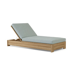 Anderson Teak Madera Sun Lounger in A-grade teak wood with a sleek design, available in 9 designer colors for outdoor patio relaxation.