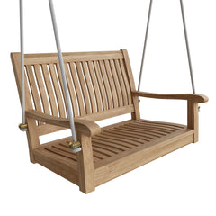 Anderson Teak DEL-AMO 36-inch straight swing bench in nine designer colors, featuring durable teak wood and modern design.