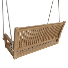 Anderson Teak 48-inch straight swing bench in one of nine designer colors, featuring a sleek wooden design perfect for outdoor relaxation.