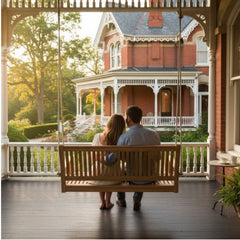 Anderson Teak DEL-AMO 48-inch straight swing bench in stylish designer colors, perfect for outdoor relaxation.