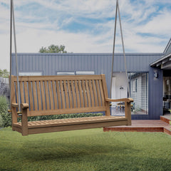 Anderson Teak 48-inch straight swing bench in a designer color, showcasing a stylish outdoor seating option with sleek design.