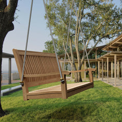 Anderson Teak DEL-AMO 48-inch straight swing bench in various designer colors, made of durable teak wood.