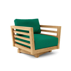 Anderson Teak Cordoba deep seating swivel armchair in navy canvas, outdoor patio chair with a sleek design and 9 color options.