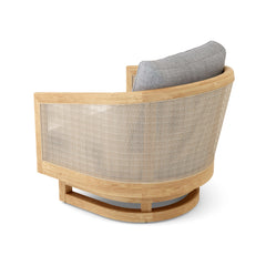 Catania swivel chair by Anderson Teak in one of nine designer colors, featuring a sleek modern design and a comfortable swivel base.