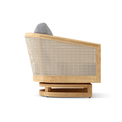 Catania swivel chair by Anderson Teak in nine designer colors with a modern, sleek design and a rotating base.