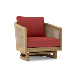 Anderson Teak Catania Swivel Chair in Teak Wood with deep seating, available in 9 designer colors for outdoor patio and garden.