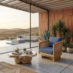 Catania swivel chair by Anderson Teak in nine designer colors, showcasing a modern, cushioned seat with a swivel base.