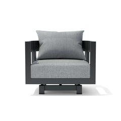 Anderson Teak Coronado aluminum swivel armchair in cast pomegranate, outdoor deep seating with 9 designer color options.