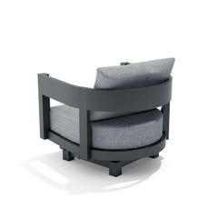 Anderson Teak Coronado aluminum swivel armchair in cast pomegranate, outdoor deep seating with 9 designer colors for patio and garden.
