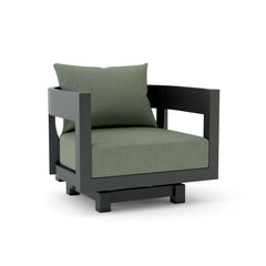 Anderson Teak Coronado aluminum swivel armchair in cast pomegranate, outdoor deep seating with 9 designer colors for patio and garden.