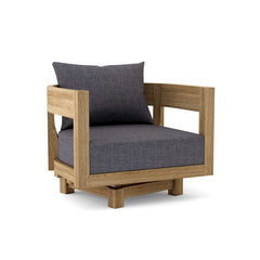 Anderson Teak Coronado A-Grade Teak Swivel Armchair in cast pomegranate, outdoor deep seating, available in 9 designer colors.