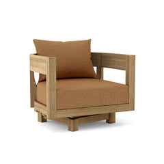 Anderson Teak Coronado A-Grade Teak Swivel Armchair in cast pomegranate, outdoor deep seating, 9 designer colors.