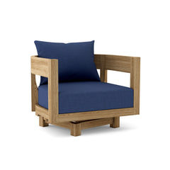 Anderson Teak Coronado A-Grade Teak Swivel Armchair with deep seating, available in 9 designer colors for outdoor patio and garden.