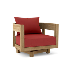 Anderson Teak Coronado A-Grade Teak Swivel Armchair in cast pomegranate, outdoor deep seating, 9 designer colors, patio or garden use.