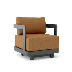 Anderson Teak Granada aluminum swivel armchair with deep outdoor seating, available in nine designer colors for patio and garden.