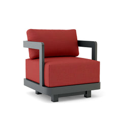 Anderson Teak Granada aluminum swivel armchair with deep outdoor seating, available in nine designer colors for patio and garden.