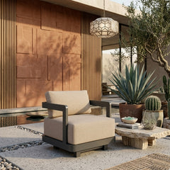 Anderson Teak Granada Aluminum Swivel Armchair for outdoor patio and garden, in deep seating style with colorful options.