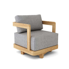 Anderson Teak Granada Swivel Armchair in cast pomegranate, outdoor deep seating for patio and garden, available in 9 designer colors.