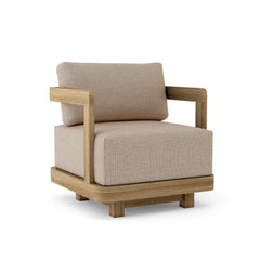 Anderson Teak Granada swivel armchair for outdoor patio and garden, featuring deep seating and available in nine designer colors.