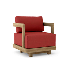 Anderson Teak Granada swivel armchair in deep seating style, featuring a cast pomegranate color and available in 9 designer shades.