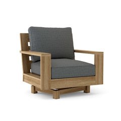 Anderson Teak Madera Swivel Armchair in cast pomegranate, outdoor deep seating for patio and garden, available in 9 designer colors.