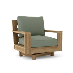Anderson Teak Madera Swivel Armchair in cast pomegranate, outdoor deep seating chair with 9 designer colors for patio and garden.