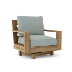Anderson Teak Madera Swivel Armchair in cast pomegranate, outdoor deep seating with 9 designer colors for patio and garden.
