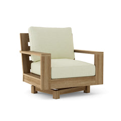 Anderson Teak Madera Swivel Armchair in Pomegranate, outdoor deep seating for patio and garden, available in 9 designer colors.