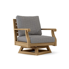 Colorful Riviera Swivel Armchair by Anderson Teak with a sleek design and comfortable cushioned seat in various designer colors.