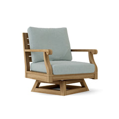 Anderson Teak Riviera Swivel Armchair in vibrant designer colors, featuring a stylish and comfortable outdoor seating design.