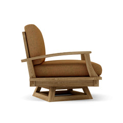 Anderson Teak Brianna Swivel Armchair for outdoor patio and garden, deep seating with plush cushions and a sleek swivel design.