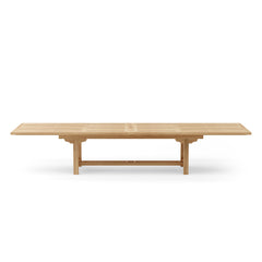 Anderson Teak Bahama 157-inch rectangular double extension table with extra thick wood for outdoor dining and large gatherings.