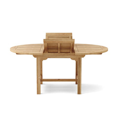 Anderson Teak Bahama 67-inch oval outdoor extension dining table in A-grade teak, designed for patio dining.