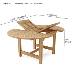 Anderson Teak Bahama 67-inch oval luxury outdoor extension dining table made of A-grade teak for patio use.