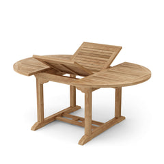 Anderson Teak Bahama 71-inch oval extension table with extra thick wooden surface, ideal for outdoor dining and gatherings.