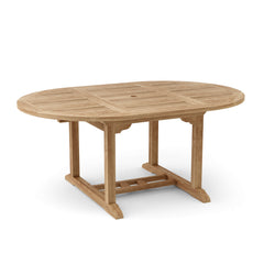 Anderson Teak Bahama 71-inch oval extension table with extra thick teak wood for outdoor dining and gatherings.