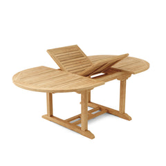 Anderson Teak Bahama 87-inch oval extension table with extra thick teak wood for outdoor dining and gatherings