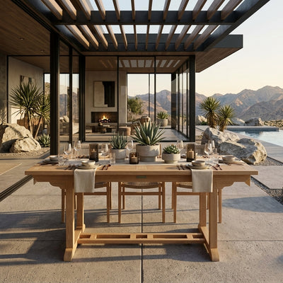 Bahama 94-inch rectangular extension table by Anderson Teak, showcasing a durable wooden table with extended surface and teak finish.