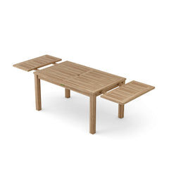 Bahama 95-inch rectangular extension table by Anderson Teak, showcasing smooth wooden surface and sturdy extension mechanism.