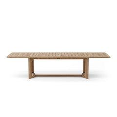 Catania extension table by Anderson Teak showing a spacious wooden dining table with extendable leaves and natural teak finish.