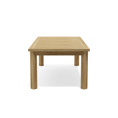 Rectangular Chelsea dining table by Anderson Teak with a natural wood finish, showcasing a sturdy design and spacious tabletop.