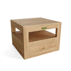 Anderson Teak Copacabana side table featuring a sleek teak design with a smooth surface and sturdy legs for outdoor or indoor use.