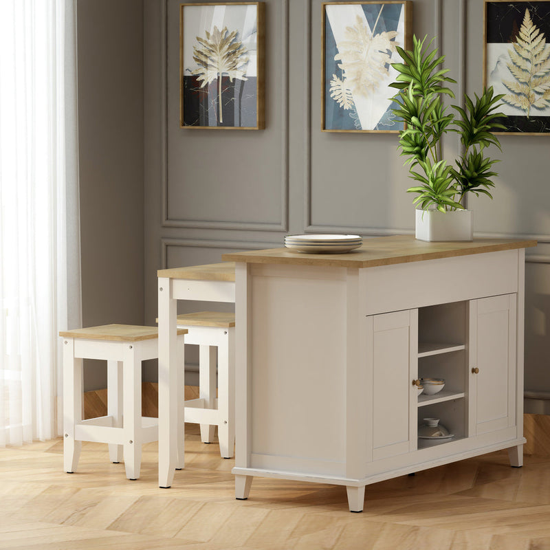 Delphi 53-inch kitchen island cabinet by Anderson Teak, showcasing a sturdy wooden table with a natural finish.