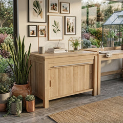 Fairmont cabinet by Anderson Teak, showcasing a stylish wooden storage table with a polished finish and elegant design.