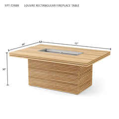 Anderson Teak Louvre rectangular fireplace table with sleek wooden design, perfect for outdoor patio or backyard setting.