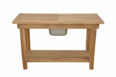 Nautilus console table by Anderson Teak featuring sleek wooden design and smooth finish, ideal for modern entryways and living spaces.