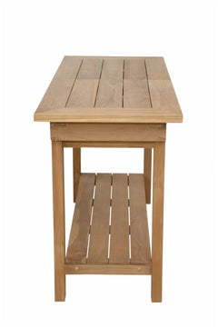 Nautilus console table by Anderson Teak featuring sleek wooden design and sturdy construction, ideal for entryways or living rooms.